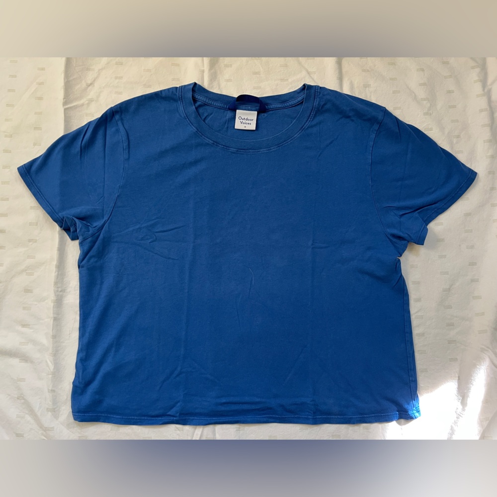 Outdoor Voices blue boxy cropped T-shirt medium